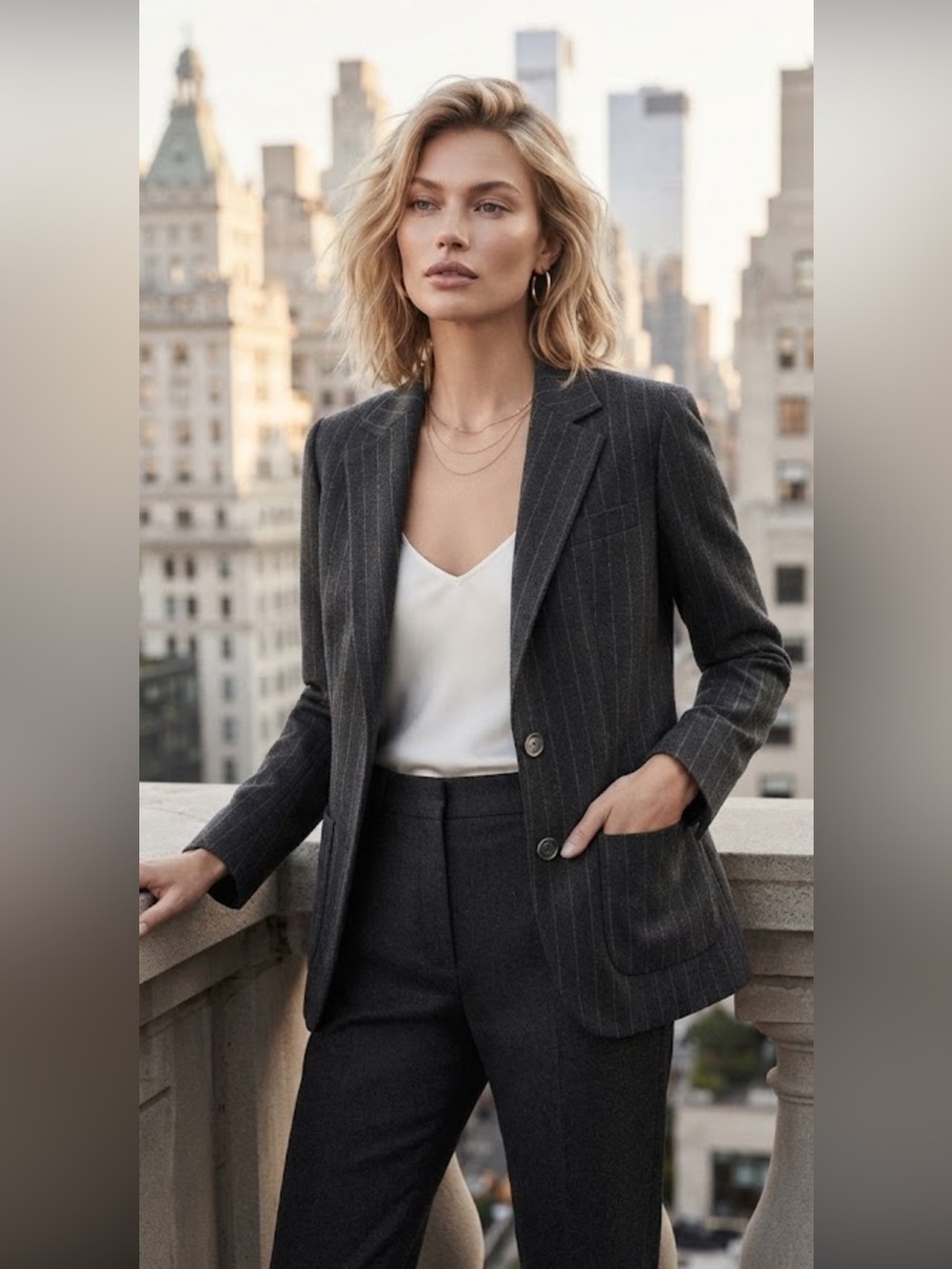 NWOT Banana Republic wool cashmere pinstriped blazer